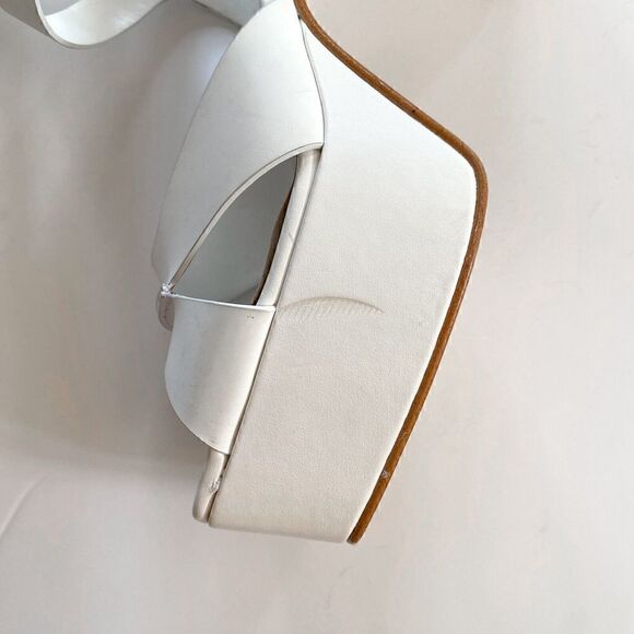 EMANUELE CASTRO White Made In Italy Leather Platform Heel Sandals Women’s US 9 - Picture 11 of 15
